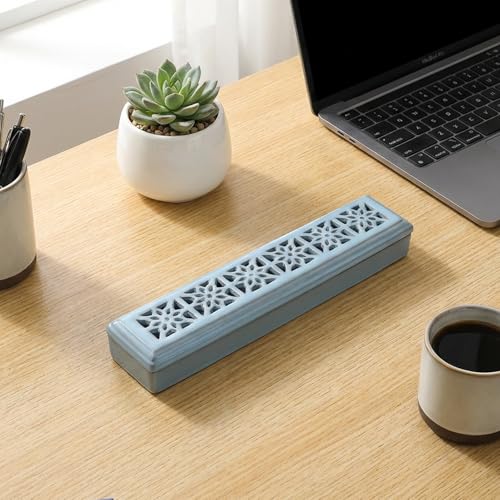 CEREMONY Incense Holder for Sticks, Ceramic Insence-Stick Holder Ash Catcher, Incense Holder Timkburner for Meditation Yoga Spa Room Incense Holder (Lever Blue) - color: Lever Blue