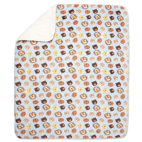 Baby Essentials Sherpa Fleece Baby Blanket 35x30 – Super Soft, Warm Reversible Baby Blankets for Newborns, Infants, Toddlers, and Nursery - color: Forest Friends
