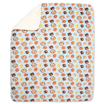 Baby Essentials Sherpa Fleece Baby Blanket 35x30 – Super Soft, Warm Reversible Baby Blankets for Newborns, Infants, Toddlers, and Nursery - color: Forest Friends