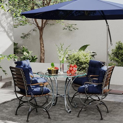 Outdoor Chair Cushions 42x21x4 Inch Set of 2, Dark Blue | Patio Cushions for Dining Rocking Chairs, High Back Soft Seat Pad with Ties, Waterproof Fade Resistant, Indoor Outside Use - color: Dark Blue