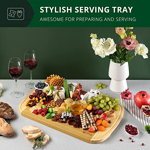 ROYAL CRAFT WOOD Bamboo Cutting Board with Juice Groove - Kitchen Chopping Board for Meat Cheese and Vegetables, Heavy Duty Serving Tray - color: Two-Tone Bamboo, size: 20"L x 14"W