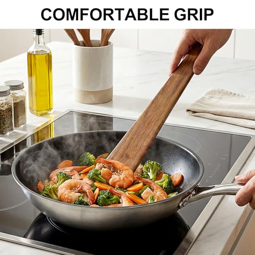 2Pcs Non Toxic Flat Thin Wood Spatula for Cooking Utensil Cast Iron Scraper | Acacia Wooden Spatula Scraper Earlywood Kitchen Utensil Set Japanese Baking Tools Egg Flipper Pancake Wok Spatulas Turner - color: 2 PCS FLAT SPATULA