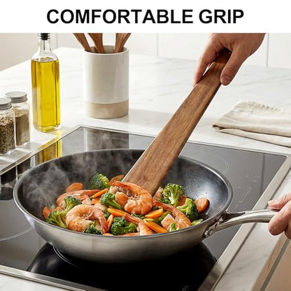 2Pcs Non Toxic Flat Thin Wood Spatula for Cooking Utensil Cast Iron Scraper | Acacia Wooden Spatula Scraper Earlywood Kitchen Utensil Set Japanese Baking Tools Egg Flipper Pancake Wok Spatulas Turner - color: 2 PCS FLAT SPATULA