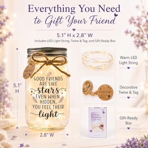 Solmay Friendship Gifts for Women, Best Friend Birthday Gifts Jar Light - color: Good Friends