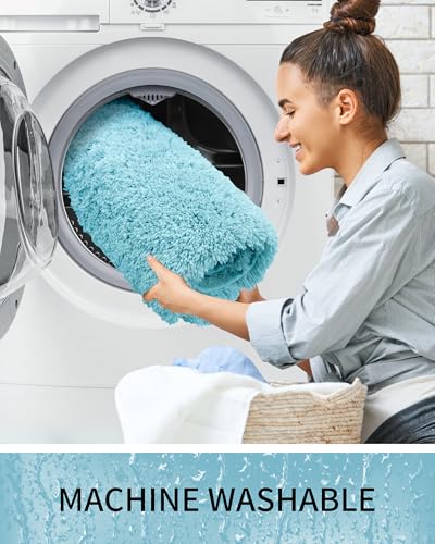 Toilet Rugs U-Shaped Mat 24x22, Contour Bathroom Mat - Ultra Soft & Absorbent Microfiber, Quick-Dry, Machine Washable with High Density Foam Latex Non Slip Backing, Teal - color: Teal, size: 24" X 22"(Toilet Rug)