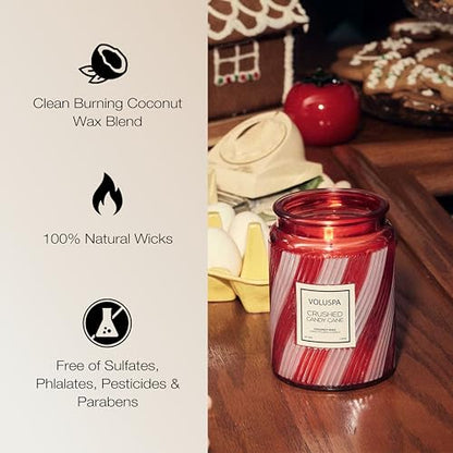 Voluspa Crushed Candy Cane, Large Candle Jar, 18 oz, 100 Hour Burn Time, Coconut Wax for Clean Burning, Handcrafted in the USA - color: 22 - Crushed Candy Cane