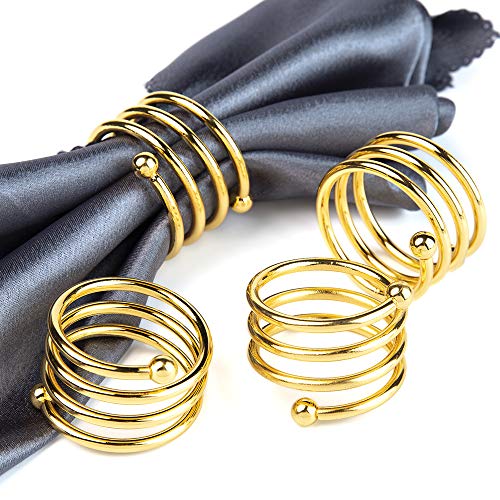 6Pcs Gold Napkin Rings Round Napkin Ring Set of 6 Napkin Holders for Cloth Napkins for Wedding, Thanksgiving, Fall Party, Valentines Day, Easter Table Decor. - style: Ring-gold