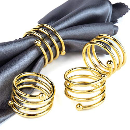 6Pcs Gold Napkin Rings Round Napkin Ring Set of 6 Napkin Holders for Cloth Napkins for Wedding, Thanksgiving, Fall Party, Valentines Day, Easter Table Decor. - style: Ring-gold