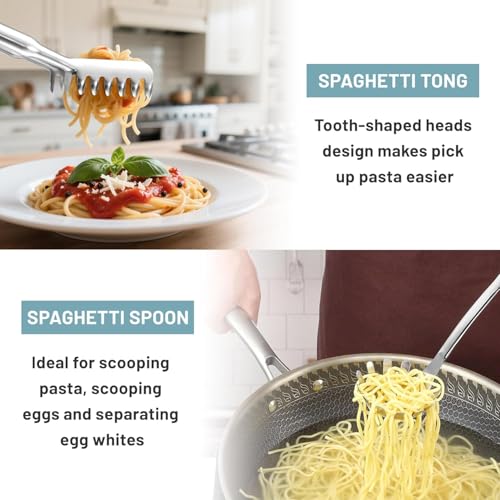 Pleafind Stainless Steel Cooking Utensils Set, 6 Pcs Heat Resistant Kitchen Utensils Set, Nonstick Kitchen Tools for Cooking, Baking, Metal Spatula Set for Chef, Dishwasher Safe - color: 6P-Silver