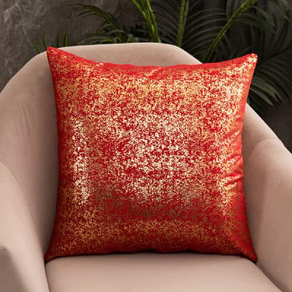 Deeprove Throw Pillow Cover Both Sides Sparkle Gold Foil Print, Soft Velvet Hidden Zipper Closure Accent Pillow Cushion Case for Bedroom, Living Room, Sofa, Square 22 x 22 Inches 1 Pack, Christmas Red - color: Christmas Red, size: 22” x 22”, 1 Pack