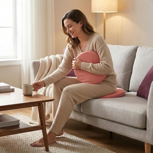 Round Chair Cushion, Memory Foam Filling, Knitted Cotton Cover, Removable Zipper Design, Light Gray, Pink, Coffee, Green (Pink, 12 Inch) - color: Pink, size: 12 Inch
