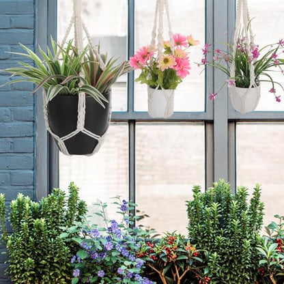 Handmade Macrame Plant Hangers, 2 Pack Hanging Planters Baskets | Cotton Boho, Plant Holder, 19.6 Inch White Rope, Flower Pot Holders for Indoor Outdoor Decor