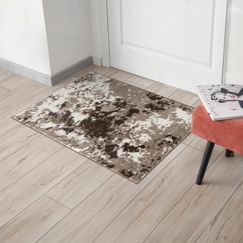 Keen Home Design Abstract Non-Shedding Entryway Rug, Soft Thick Pile, 2x3 | Polypropylene High Pile, Jute Back; Ideal For Bedside, Entryway, Home Office, Nursery - color: Skies Beige, size: 2' x 3' (Rectangular)