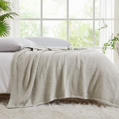 Super Soft Knit Throw Blanket Twin Size Light Grey-Lightweight Plush Fuzzy Fluffy Warm Cozy Blankets and Throws for Sofa Bed All Season Use, 60x80 inches - color: Light Grey, size: Twin(60"x80")