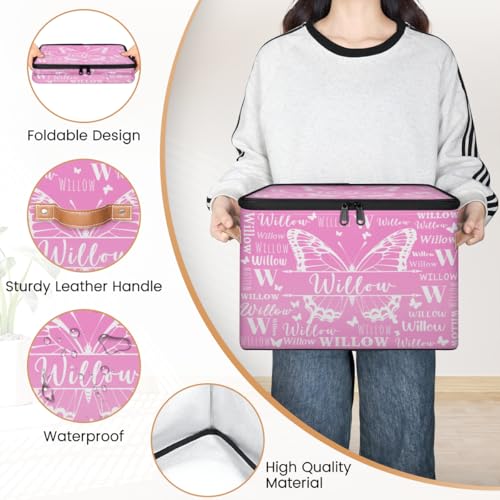 Custom Butterfly Keepsake Box, Personalized Name Gradient Memory Bin | Foldable Sturdy Large Storage Basket Containers with Handle Lid Lightweight Waterproof Dustproof, 14"L x 10.2"W x 10.4"H - color: Option 5