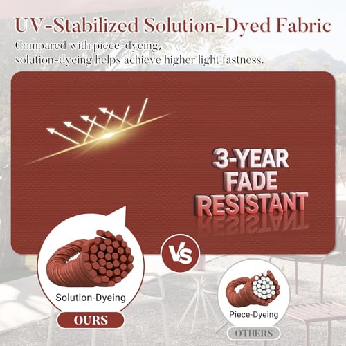 Basic Beyond Outdoor Cushions for Patio Furniture: Waterproof & UV Resistant Outdoor Chair Cushions Set of 4-19 x 19 x 3 Inch Thick Patio Chair Cushions with Adjustable Ties & Handle, Brick Red - color: Brick