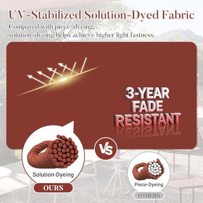 Basic Beyond Outdoor Cushions for Patio Furniture: Waterproof & UV Resistant Outdoor Chair Cushions Set of 4-19 x 19 x 3 Inch Thick Patio Chair Cushions with Adjustable Ties & Handle, Brick Red - color: Brick