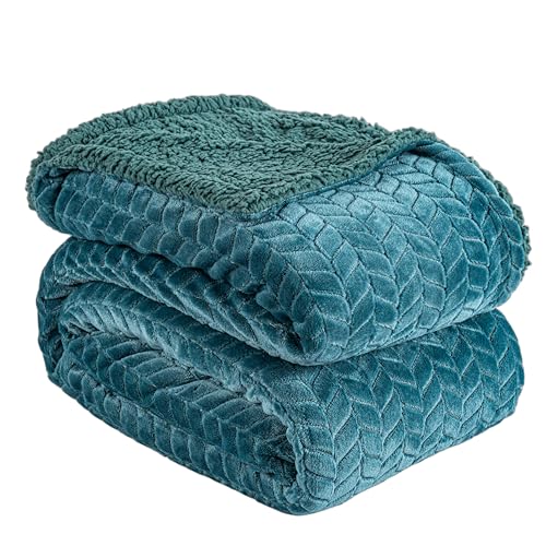 K.Garden Blue Fleece Throw Blanket – Ultra-Soft Flannel Cozy Throw for Adults, Lightweight Leaves Design Fuzzy Blanket for Couch, Sofa, Bed & Office. Warm Plush All-Season Blanket, 50 * 60 Inches - color: Light Blue, size: Throw (50" x 60")