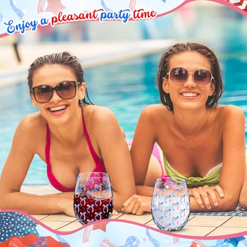 Sliner 2 Pack 250th Anniversary Stemless Wine Glasses 17oz Patriotic Drinking Glasses Independence Day Tumbler Cups for 4th of July Party Supplies Memorial Day Gift Decorations - style: Patriotic