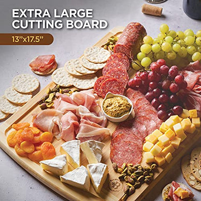 Bamboo Cutting Board Extra Large - 18 Inch XL Wood Chopping Board with Vertical Grain Strength, Lightweight Non Toxic Board for Meat, Vegetables, Bread, Cheese, Charcuterie, Kitchen Prep Serving Gift - size: 18"L x 12"W