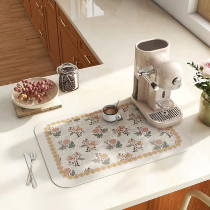 Vinyl Waterproof Placemats Set of 6 Rectangular,12"*17"-Hazel D | Wipeable Beautiful Print Place Mats,Stain Resistant,Heat Resistant,Everyday Meals,Kitchen,Dinning,Holiday,Decor - color: Hazel D