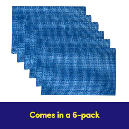 Sweet Home Collection 100% Cotton Placemats for Dining Room Rectangle Two Tone Woven Fabric 13" x 19" Soft Durable Table Mat Set, Set of 6, Dark Blue - color: Dark Blue, size: Rectangle 13" x 19"