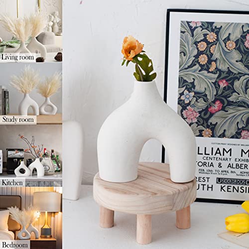 2Pcs Ceramic White Vase Set Irregular Flower Vases Decorative Minimalism Style Flower Vases for Pampas Grass Modern Home Decorative Vase for Wedding Party Dinner Table Office Bedroom ZHAZHAMO