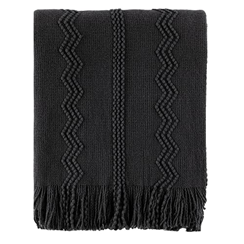 BATTILO HOME Black Throw Blanket for Couch, 50"x60" | Bed Throws for Home Decor, Decorative Black Knit Throw for Sofa Living Room - color: Black, size: 50 x 60 in.
