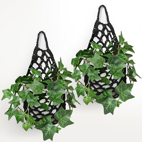2PK Wall Planters for Indoor Plants, Macrame Plant Hanger | Plant Hanger, Hanging Planter (2PK, up to 6 inch Pot) | Wall Planters for Indoor Plants, Small Plant Hanger, Small Wall Planter, Macrame Plant Hanger, Plant Hanger Indoor - color: Black X 2pc