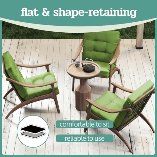 Outdoor Chair Cushions 42x21x4 Inch Set of 2, Olive | Patio Cushions for Dining Rocking Chairs, High Back Soft Seat Pad with Ties, Waterproof Fade Resistant, Indoor Outside Use - color: Olive