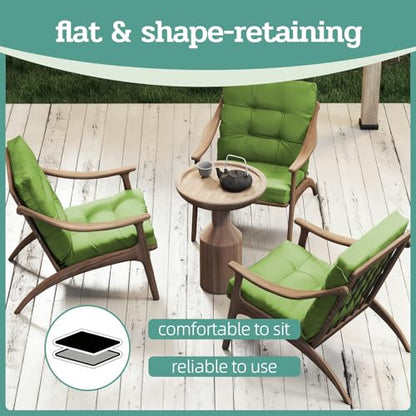 Outdoor Chair Cushions 42x21x4 Inch Set of 2, Olive | Patio Cushions for Dining Rocking Chairs, High Back Soft Seat Pad with Ties, Waterproof Fade Resistant, Indoor Outside Use - color: Olive