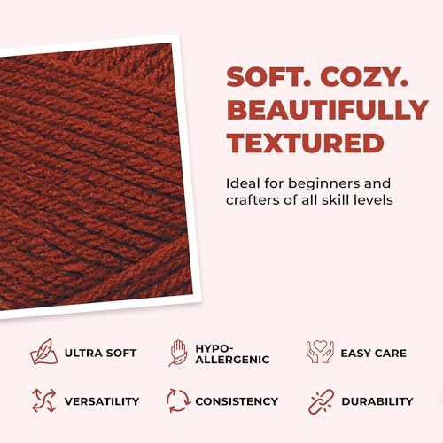 Mary Maxim Titan Bulky Yarn, Weight 5 Acrylic, Chunky Yarn for Crocheting and Knitting, Ideal for Thick, Soft Blankets, Throws, and Graph Style Sweaters, 80 Yards - Russet - 1 Skein - color: Russet