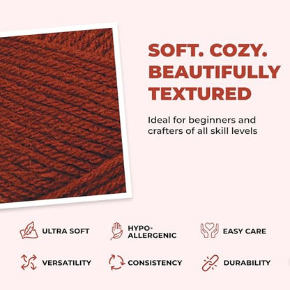 Mary Maxim Titan Bulky Yarn, Weight 5 Acrylic, Chunky Yarn for Crocheting and Knitting, Ideal for Thick, Soft Blankets, Throws, and Graph Style Sweaters, 80 Yards - Russet - 1 Skein - color: Russet