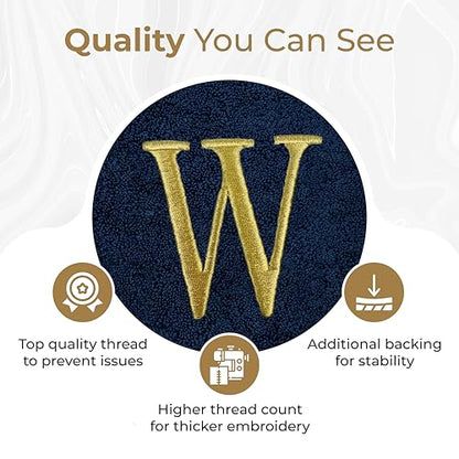 Personalized Washcloths | Set of 2 | Choose from 12 Fonts | Genuine Turkish Cotton | Oeko-Tex Certified | Personalized Towels | Bathroom Towels - color: Navy - Washcloths