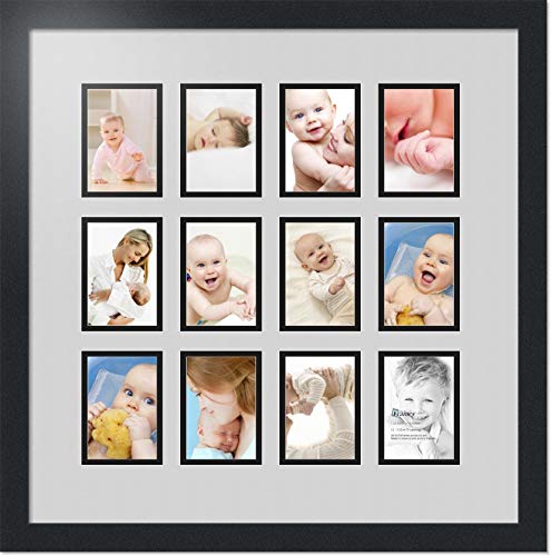 ArtToFrames Double-Multimat-1156-756/89-FRBW26079 Collage Photo Frame Double Mat with 12-3.25x4.75 Openings and Satin Black Frame - color: Candlewick, size: 12 - 3.25x4.75