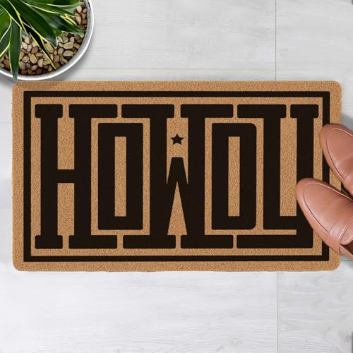 Welcome Door Mat Western Howdy Outdoor Indoor Entrance, Non Slip Durable Entrance Rugs for Entry, Patio, High Traffic Areas Front Door, 17" x 29.5" - color: Western Howdy