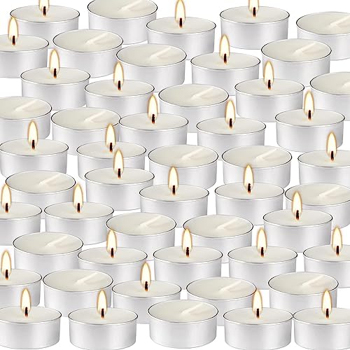 Unscented Tealight Candles 200 Pack, 4 Hours Smokeless Dripless White Mini Tea Lights Bulk for Home, Wedding, Party, Shabbat, Christmas & Emergency Use - color: White, size: 200 Pack