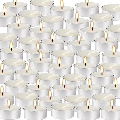 Unscented Tealight Candles 200 Pack, 4 Hours Smokeless Dripless White Mini Tea Lights Bulk for Home, Wedding, Party, Shabbat, Christmas & Emergency Use - color: White, size: 200 Pack