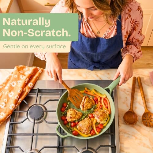 Non-Toxic Acacia Wooden Utensils Set, 6-Piece, Glue and Mineral Oil Free | One-piece solid wood. No hidden adhesives. Petroleum free. Finished with beeswax, flaxseed & lemon oil. Longer handles.