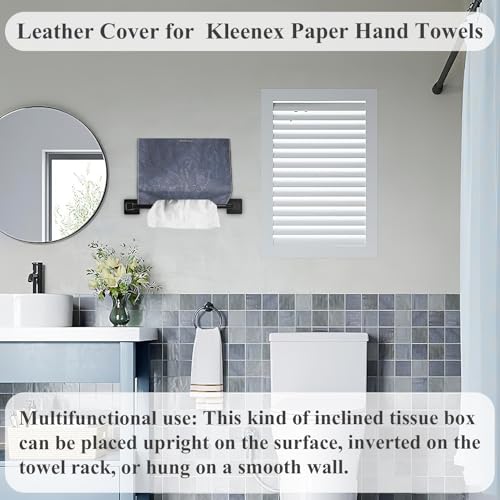Leather Cover for Disposable Paper Hand Towel Box, Compatible with Kleenex Paper Hand Towel(1-Carved Dark Blue) - color: 1-carved Dark Blue