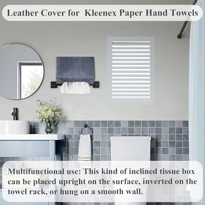 Leather Cover for Disposable Paper Hand Towel Box, Compatible with Kleenex Paper Hand Towel(1-Carved Dark Blue) - color: 1-carved Dark Blue