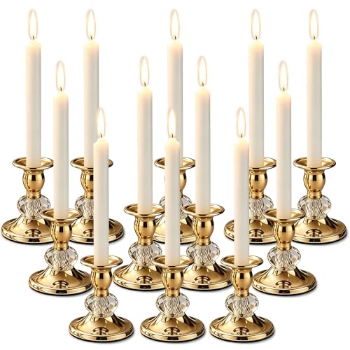 Candlestick Holders Taper Candle Holders, Candle Stick Candle Holder for Table Centerpiece, Wedding Reception, Festive Christmas Mantel Decoration or Home Decor(Golden, 6 Sets(12 Pcs)) - color: Golden, size: 6 Sets(12 Pcs)