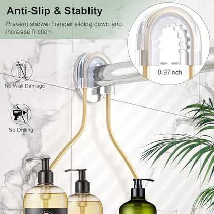 SRIWATANA Shower Caddy Hanging, Shower Organizer with Razor Hooks, Gold | Rustproof Shower Rack, No Drilling Shelves Over Shower Head, Anti-Swing Scution Install, Bathroom Holder for Sponge Loofah - color: Gold