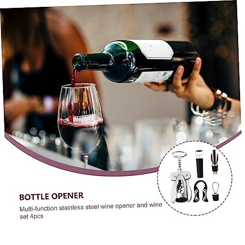 Ciieeo Multi-functional Stainless Steel Wine Bottle Opener Set Kit with Corkscrew Foil Cutter Vacuum Stopper and Pourer for Home Parties and Restaurants