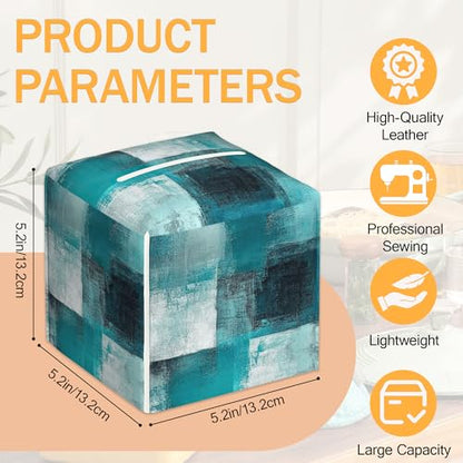 Blue Graffiti Design 2 Pcs Tissue Box Cover Square, Abstract Tissue Box Holder Waterproof Leather Facial Paper Organizer Dispenser for Bathroom Home Car Nightstand - color: Blue Graffiti Design