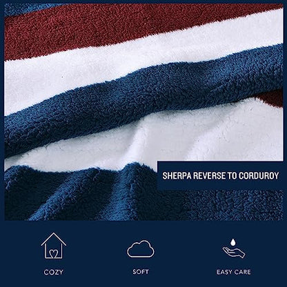 Nautica - Throw Blanket, Ultra Soft Plush Bedding Set, Reversible Sherpa Bedding (Wilton Navy, 50" x 60") - color: Wilton Navy