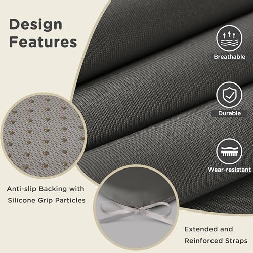 AddGrace Memory Foam Chair Cushions for Dining Chairs Set of 4 Dark Grey | 17.5"x17.5"x1.5", with Ties and Non Slip Bottom, Washable Cover, Soft and Skin-friendly Fabric, for Kitchen Dining Room - color: Dark Grey