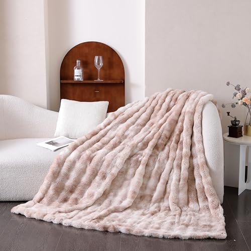 Camel Faux Fur Throw Blanket 50''x60'' Decorative Shaggy Velvet Blanket Fluffy Cozy Plush Warm Bed Throws for Couch, Sofa, Office, Camping - color: E-camel, size: 50''x60''