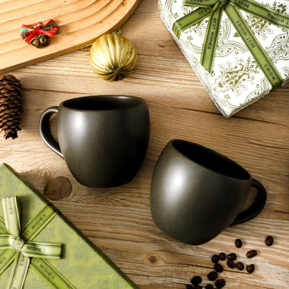 Coffee Mugs Set of 4, Black 16 oz Coffee Mugs for Latte Cappuccino Cocoa and Tea, Ceramic Coffee Cups With Handle,Stoneware Mugs for Housewarming Gifts, Microwave＆Dishwasher Safe - color: Matte Black