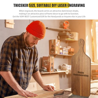 Zubebe 12 Pcs 17 x 6 Inch Acacia Wood Cutting Board with Handle | Charcuterie Board for Laser Engraving, Serving Chopping Board with Handle for Wedding Housewarming Mom Christmas Gift - size: 17"L x 6"W